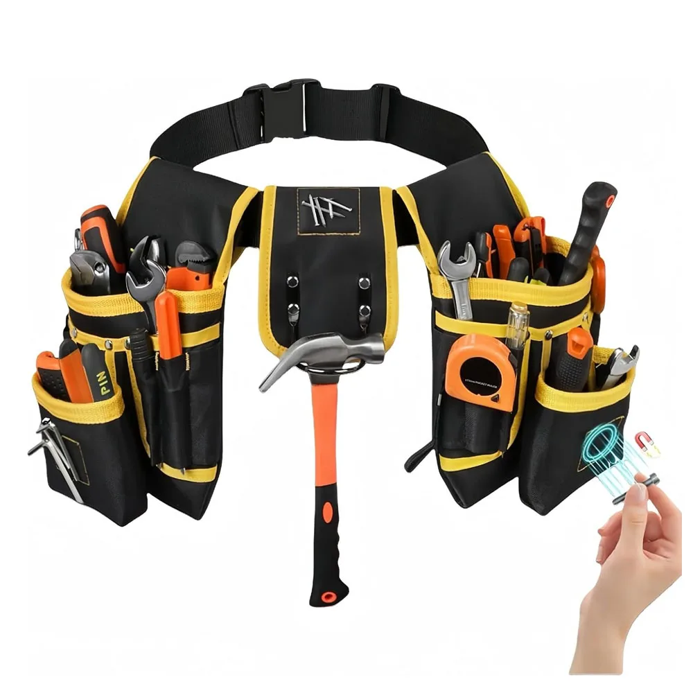 Tool Belt Magnetic Tool Pouch Men's Heavy Duty Padded Tool Belt Removable and Adjustable Tool Pockets Electrician Carpenter Cons
Tool Belt Magnetic Tool Pouch Men's Heavy Duty Padded Tool Belt Removable and Adjustable Tool Pockets Electrician Carpenter Cons