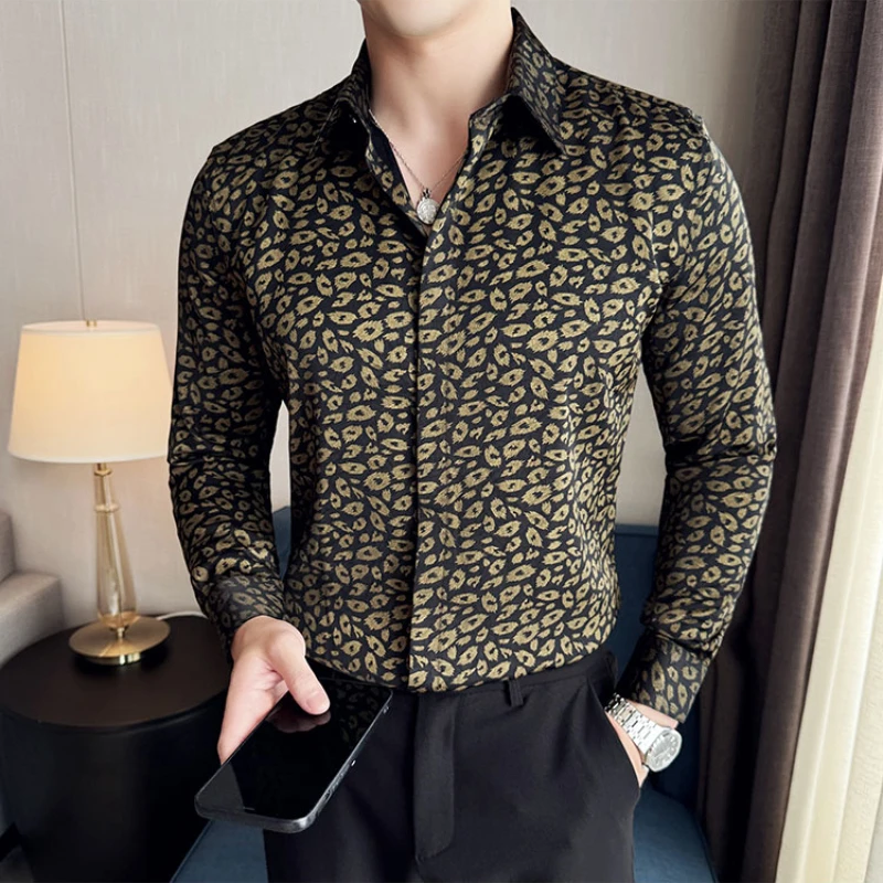 2026 British Style Leopard Print Shirt Men Long Sleeve Casual Business Shirt Social Party Stage Performance Nightclub Shirt 4XL
2026 British Style Leopard Print Shirt Men Long Sleeve Casual Business Shirt Social Party Stage Performance Nightclub Shirt 4XL