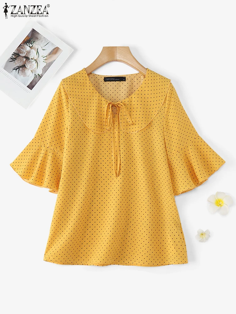 ZANZEA Women Half Flare Sleeve Tops Vintage Polka Dot Blouse Office Lady Peter pan Collar Shirt Holiday Casual Loose Lace-up Top
ZANZEA Women Half Flare Sleeve Tops Vintage Polka Dot Blouse Office Lady Peter pan Collar Shirt Holiday Casual Loose Lace-up Top