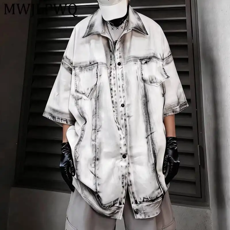 MWJLPWQ Wash Print Short Sleeve Denim Shirt Turn Down Collar Double Chest Pocket Oversized Loose Men Street Y2k Outer Top 17069
MWJLPWQ Wash Print Short Sleeve Denim Shirt Turn Down Collar Double Chest Pocket Oversized Loose Men Street Y2k Outer Top 17069