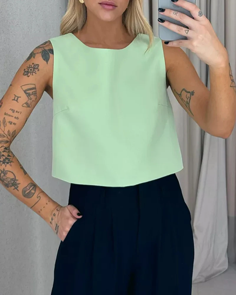 T-Shirt Women's Fashion 2025 Spring and Summer Latest Hot Selling Back Tied Detail Backless Tank Casual Sleeveless Crop Top
T-Shirt Women's Fashion 2025 Spring and Summer Latest Hot Selling Back Tied Detail Backless Tank Casual Sleeveless Crop Top