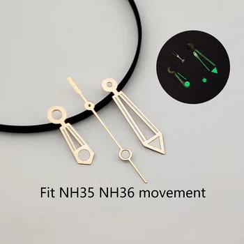 Rose Gold Seamaster Style Modify Watch Pointers NH35 Hands Green Luminous Repair Parts Accessories For NH35 NH36 Automatic Movem