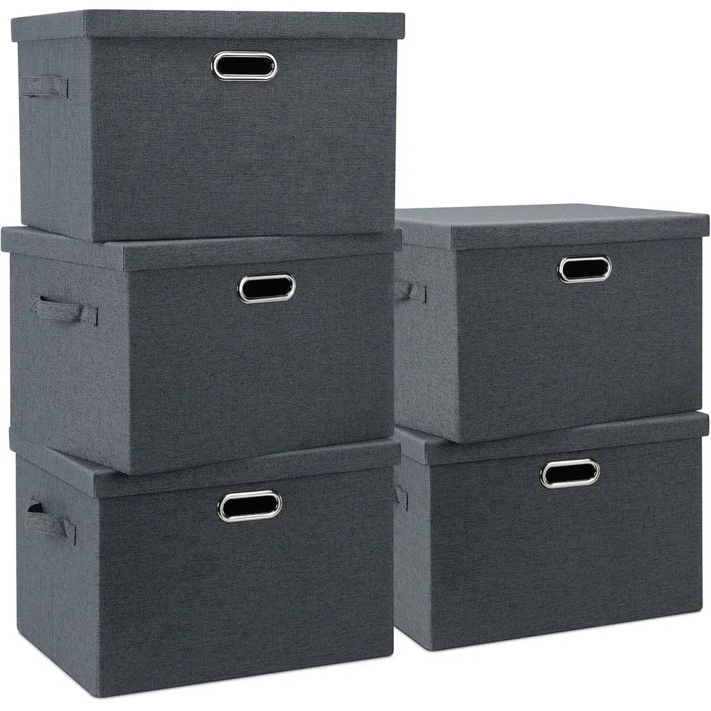 Large 17" 36 Quart Collapsible Stackable Storage Bins with Lids, 5 Packs Dark Gray Foldable Fabric Closet Storage Boxes with Lid
Large 17" 36 Quart Collapsible Stackable Storage Bins with Lids, 5 Packs Dark Gray Foldable Fabric Closet Storage Boxes with Lid
