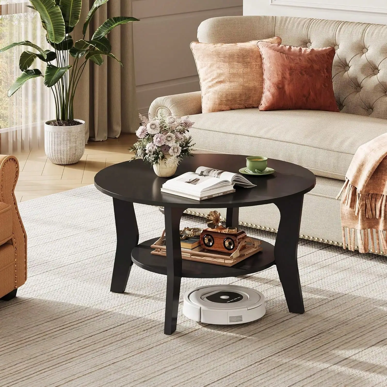 Round Coffee Table, 2-Tier Small Coffee Table With Storage Shelf, Circle Wood Center Table For Living Room, Apartment, Easy Asse
Round Coffee Table, 2-Tier Small Coffee Table With Storage Shelf, Circle Wood Center Table For Living Room, Apartment, Easy Asse