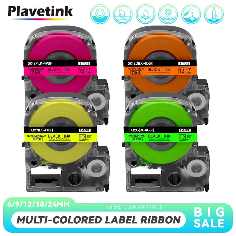 PLAVETINK Fluorescent colors label tape SK12Y SK12G Compatible for SS12KW LW-4WBN Compatible for EPSON LW-300 400 600P Printer
PLAVETINK Fluorescent colors label tape SK12Y SK12G Compatible for SS12KW LW-4WBN Compatible for EPSON LW-300 400 600P Printer
