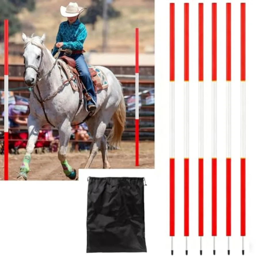 6 Pcs 6 FT Pole Bending Poles for Horses Portable SpeedandAgility Training Equipment Set with Ground Nail and Bag for Horses Do
6 Pcs 6 FT Pole Bending Poles for Horses Portable SpeedandAgility Training Equipment Set with Ground Nail and Bag for Horses Do