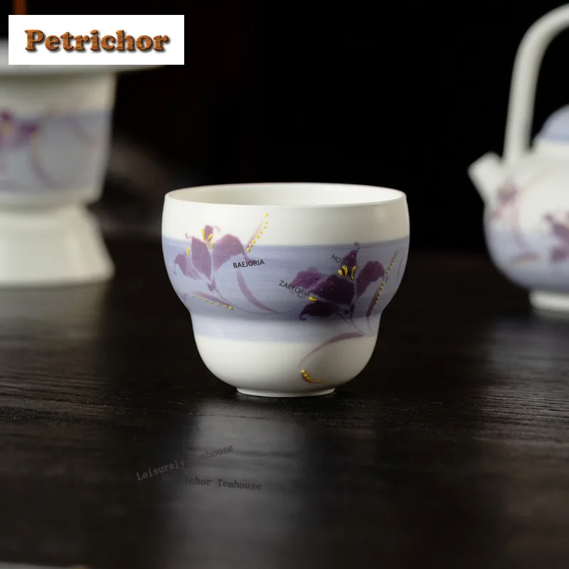 100ml Hand-painted Purple Iris Flowers Teacup Japanese Tea Bowl Jug Tea-tasting Smelling Cup Chazhan Master Cups Tableware Craft
100ml Hand-painted Purple Iris Flowers Teacup Japanese Tea Bowl Jug Tea-tasting Smelling Cup Chazhan Master Cups Tableware Craft