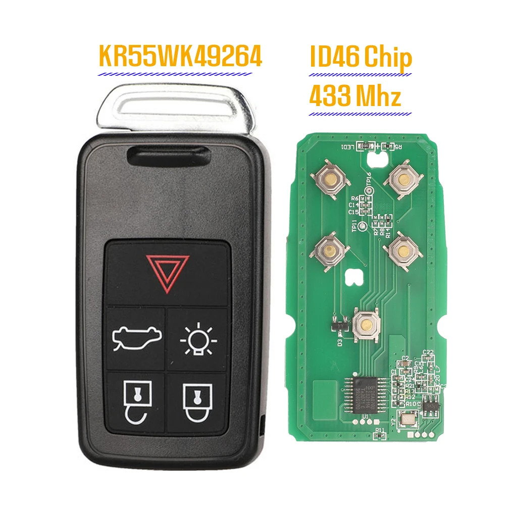 jingyuqin New Remote Car Key For VOLVO XC60 XC90 S90 S60 2009-2014 PCF7953 Auto Keyless Go Smart KR55WK49264 ID46Chip 433Mhz
jingyuqin New Remote Car Key For VOLVO XC60 XC90 S90 S60 2009-2014 PCF7953 Auto Keyless Go Smart KR55WK49264 ID46Chip 433Mhz