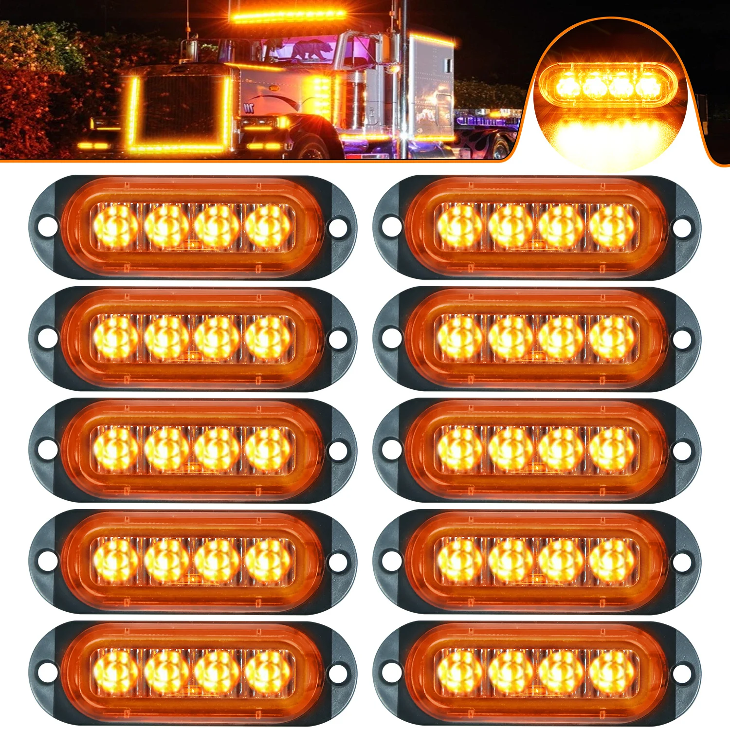 10pcs LED Side Indicator Lamps for Cars & Trucks - Amber/White/Red, 12-24V, High-Visibility External Lamps for Motor Vehicles, Motor Vehicle Lighting|Modern Truck Lamps|Durable Construction, Truck Accessories, Without Battery
10pcs LED Side Indicator Lamps for Cars & Trucks - Amber/White/Red, 12-24V, High-Visibility External Lamps for Motor Vehicles, Motor Vehicle Lighting|Modern Truck Lamps|Durable Construction, Truck Accessories, Without Battery