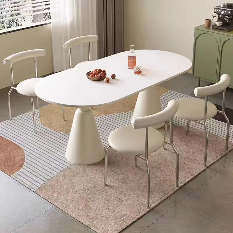High-end design cream style dining table and chair set home life dining room furniture simple and elegant style
High-end design cream style dining table and chair set home life dining room furniture simple and elegant style