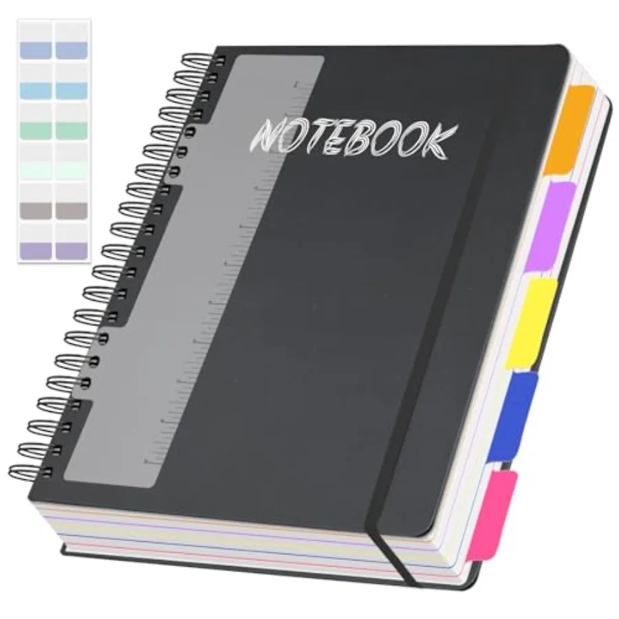5 Subject Notebook College Ruled, 300 Pages A4 Hardcover Spiral Notebook with Removable Dividers Tabs 8.5" x 11" 100GSM Large L
5 Subject Notebook College Ruled, 300 Pages A4 Hardcover Spiral Notebook with Removable Dividers Tabs 8.5" x 11" 100GSM Large L
