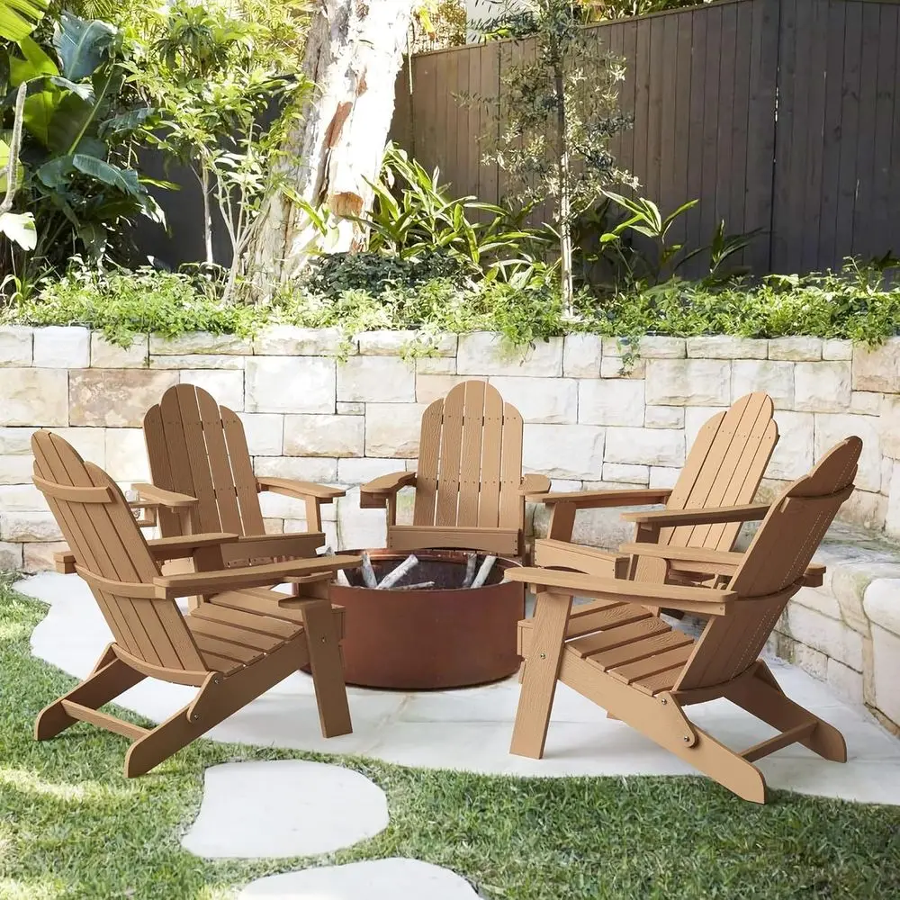 Weatherproof 5-Piece Patio Chair Set, Durable for 350lbs, Wood-Textured, Suitable for Outdoor Fire Pit, Brown
Weatherproof 5-Piece Patio Chair Set, Durable for 350lbs, Wood-Textured, Suitable for Outdoor Fire Pit, Brown