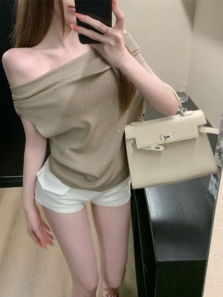Slimming ort Sve One oulder Batwing Knitted T irt Korean Sle Commute Pure Color Summer Women's Faion Top
Slimming ort Sve One oulder Batwing Knitted T irt Korean Sle Commute Pure Color Summer Women's Faion Top
