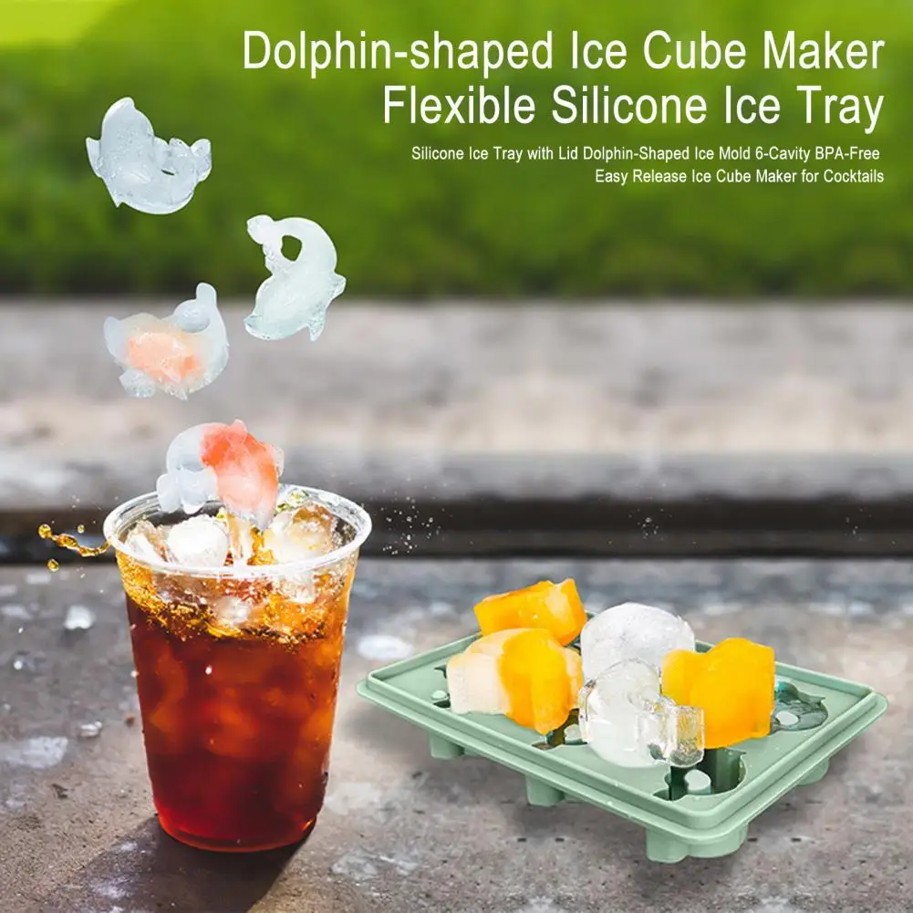 Silicone Ice Tray with Lid Dolphin-Shaped Ice Mold 6-Cavity BPA-Free Easy Release Ice Cube Maker for Cocktails
Silicone Ice Tray with Lid Dolphin-Shaped Ice Mold 6-Cavity BPA-Free Easy Release Ice Cube Maker for Cocktails