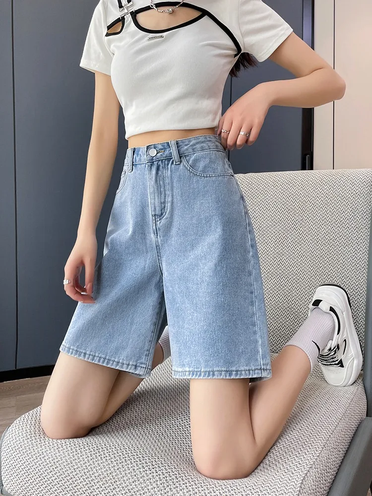 High Waist Wide Leg Short Jeans Women's Summer New Style Thin Model Small Size Straight Loose Fit Medium Length Cotton Blend
High Waist Wide Leg Short Jeans Women's Summer New Style Thin Model Small Size Straight Loose Fit Medium Length Cotton Blend