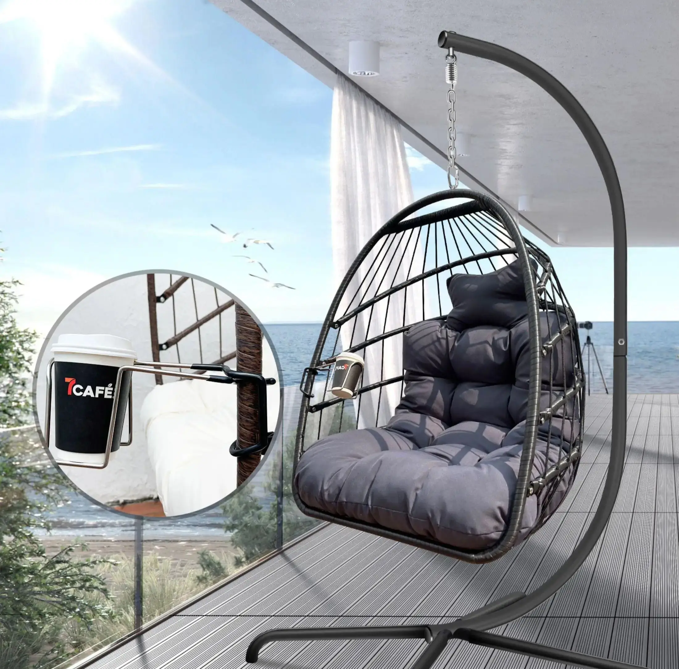 Egg Swing Chair with Stand, Rattan Wicker Hanging Egg Chair for Indoor Outdoor Bedroom Patio Hanging Basket Chair Hammock
Egg Swing Chair with Stand, Rattan Wicker Hanging Egg Chair for Indoor Outdoor Bedroom Patio Hanging Basket Chair Hammock