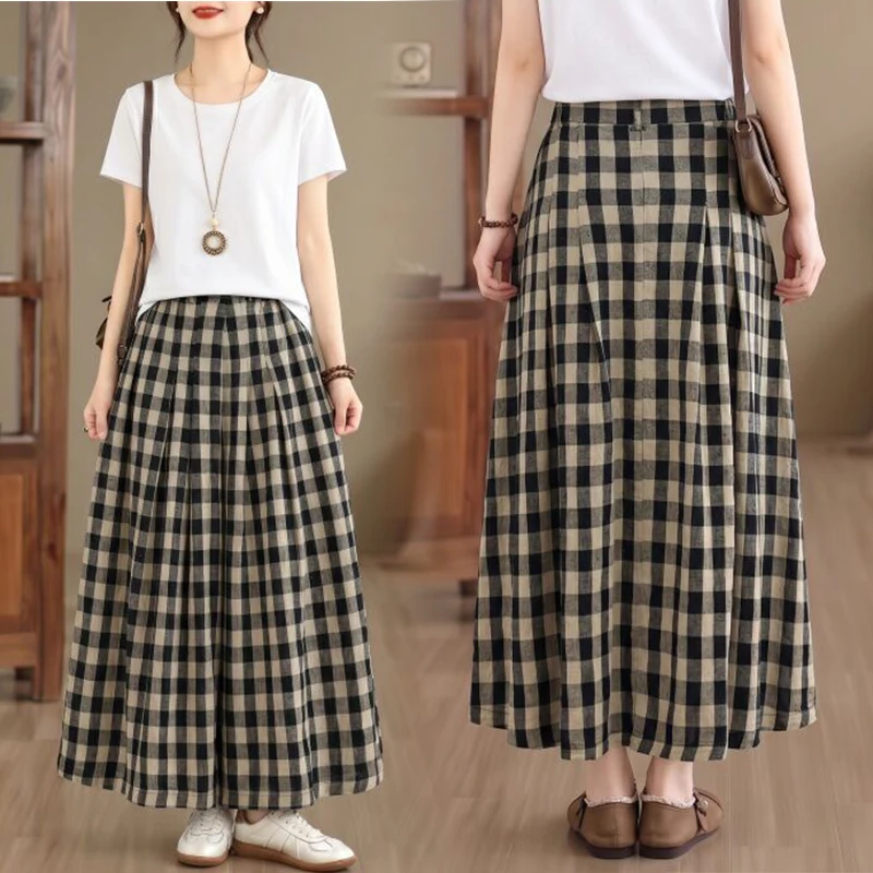 Black White Plaid Casual Skirt Pants Women Summer Thin High Waist Slim Loose Drapey Small Size Eight Nine Wide Leg Skirt Pants
Black White Plaid Casual Skirt Pants Women Summer Thin High Waist Slim Loose Drapey Small Size Eight Nine Wide Leg Skirt Pants
