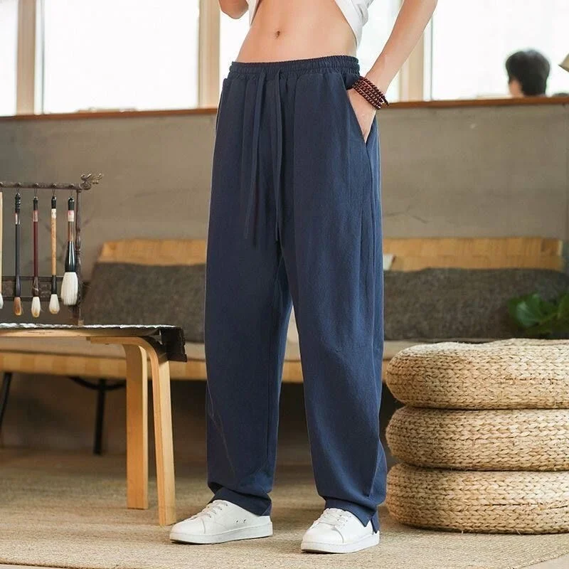 Loose Cotton Linen Men's Casual Pants Summer Long Sleeve Tai Chi Pattern Traditional Chinese Style Wide Leg Trousers
Loose Cotton Linen Men's Casual Pants Summer Long Sleeve Tai Chi Pattern Traditional Chinese Style Wide Leg Trousers