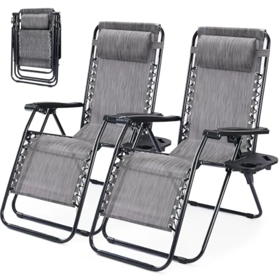 Zero Gravity Chair Set of 2, Lounge Chair Folding Portable Adjustable Camping Reclining Chairs with Adjustable Pollow, Mesh Bac
Zero Gravity Chair Set of 2, Lounge Chair Folding Portable Adjustable Camping Reclining Chairs with Adjustable Pollow, Mesh Bac