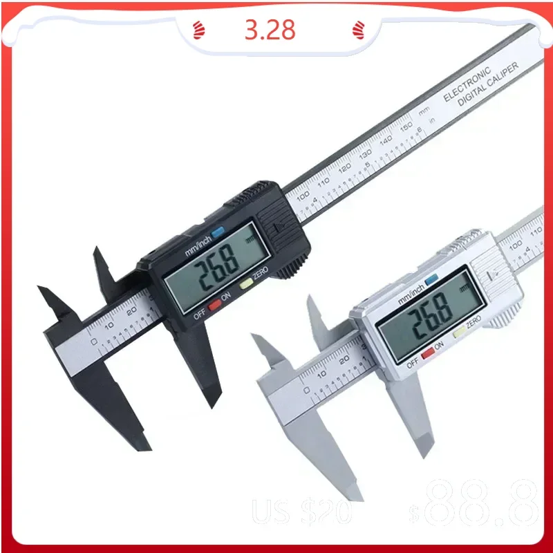 Digital Vernier Calipers Measure 150mm 6inch LCD Electronic Carbon Fiber Gauge Height Measuring Instruments Micrometer
Digital Vernier Calipers Measure 150mm 6inch LCD Electronic Carbon Fiber Gauge Height Measuring Instruments Micrometer