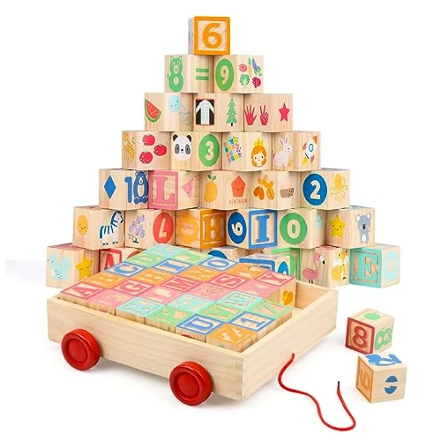 Wooden Building Blocks for Toddlers 1-3, Large Wood Baby Stacking Blocks Set for,30 PCS Alphabet Blocks with Toy Wagon, Educati
Wooden Building Blocks for Toddlers 1-3, Large Wood Baby Stacking Blocks Set for,30 PCS Alphabet Blocks with Toy Wagon, Educati