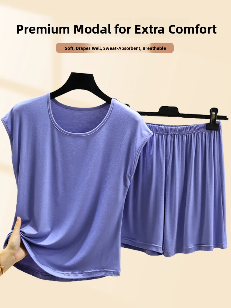 Women's Summer Thin Modal Tank Top Loose Casual Short Pants Home Sleepwear Two-Piece Set Large Size Outdoor Wear
Women's Summer Thin Modal Tank Top Loose Casual Short Pants Home Sleepwear Two-Piece Set Large Size Outdoor Wear