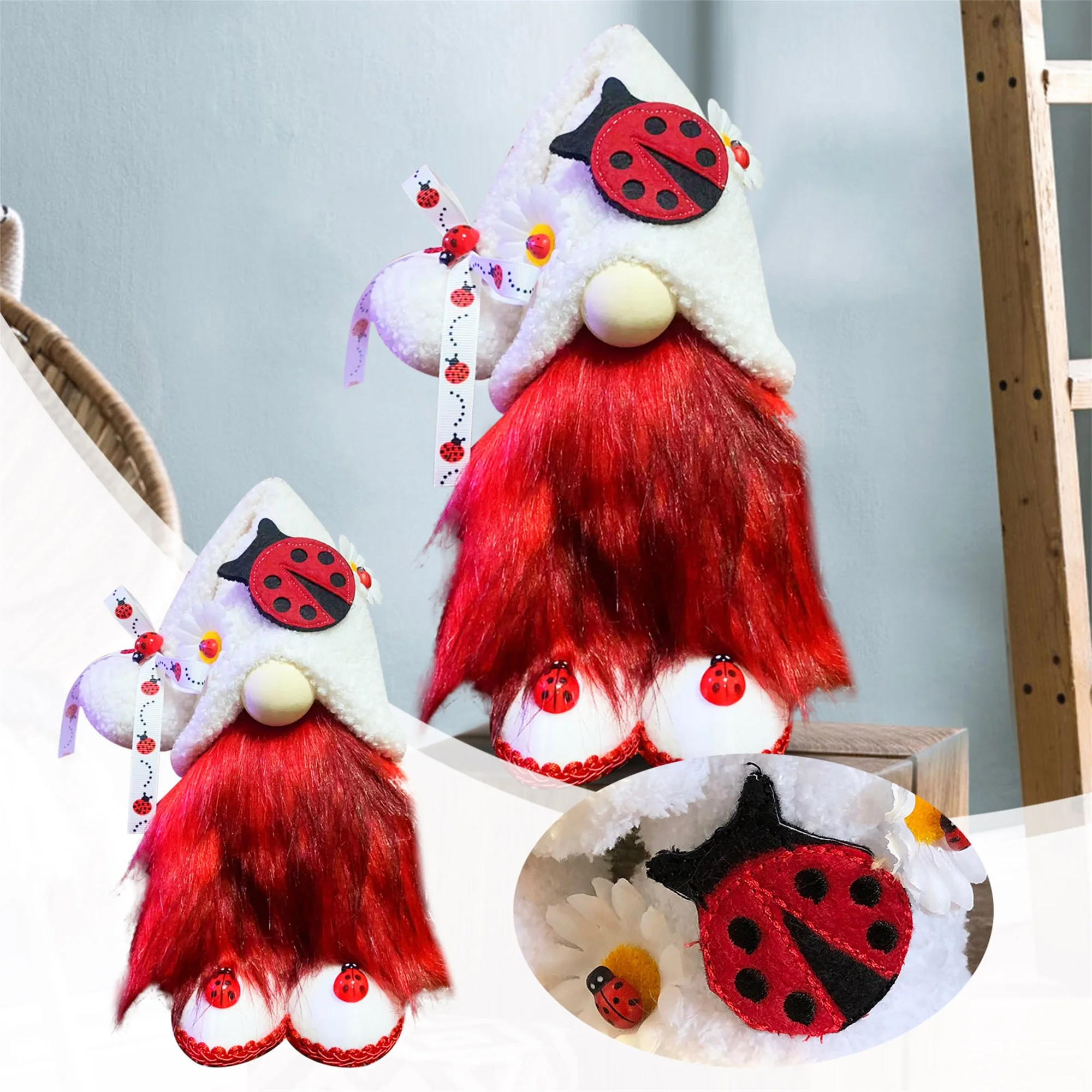 Whimsical Gnome Figurine with Ladybug Embellished Hat for Rustic Farmhouse Decor or Tabletop Display in Home or Store
Whimsical Gnome Figurine with Ladybug Embellished Hat for Rustic Farmhouse Decor or Tabletop Display in Home or Store
