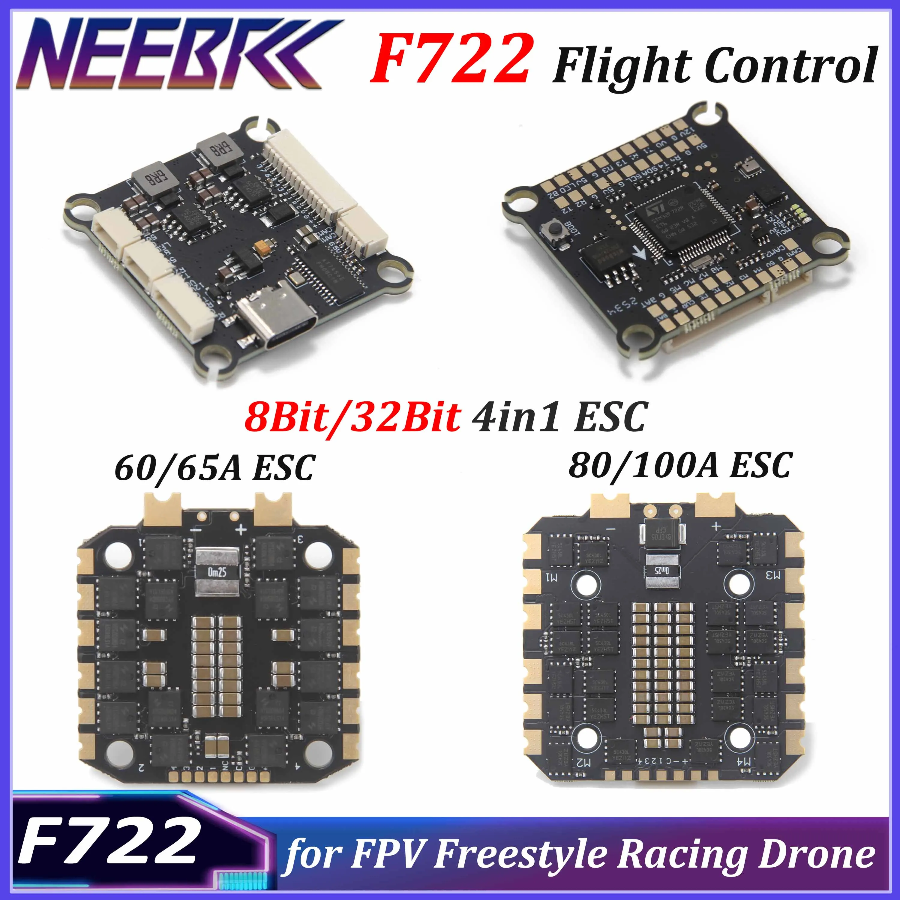 NEEBRC F722 Стек управления полетом 3-8S 8/32 бит 60A 65A 80A 100A 4in1 ESC 30,5*30,5 мм FC для деталей гоночного дрона FPV Freestyle
NEEBRC F722 Стек управления полетом 3-8S 8/32 бит 60A 65A 80A 100A 4in1 ESC 30,5*30,5 мм FC для деталей гоночного дрона FPV Freestyle