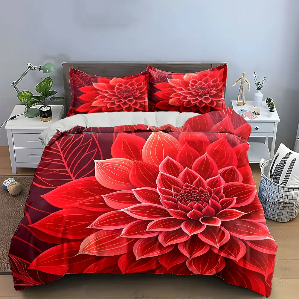 Red Flower Three-Piece Decoration Set Bedding Set with 1 Duvet Cover 2 Pillowcases Single Double King Queen, Gift
Red Flower Three-Piece Decoration Set Bedding Set with 1 Duvet Cover 2 Pillowcases Single Double King Queen, Gift