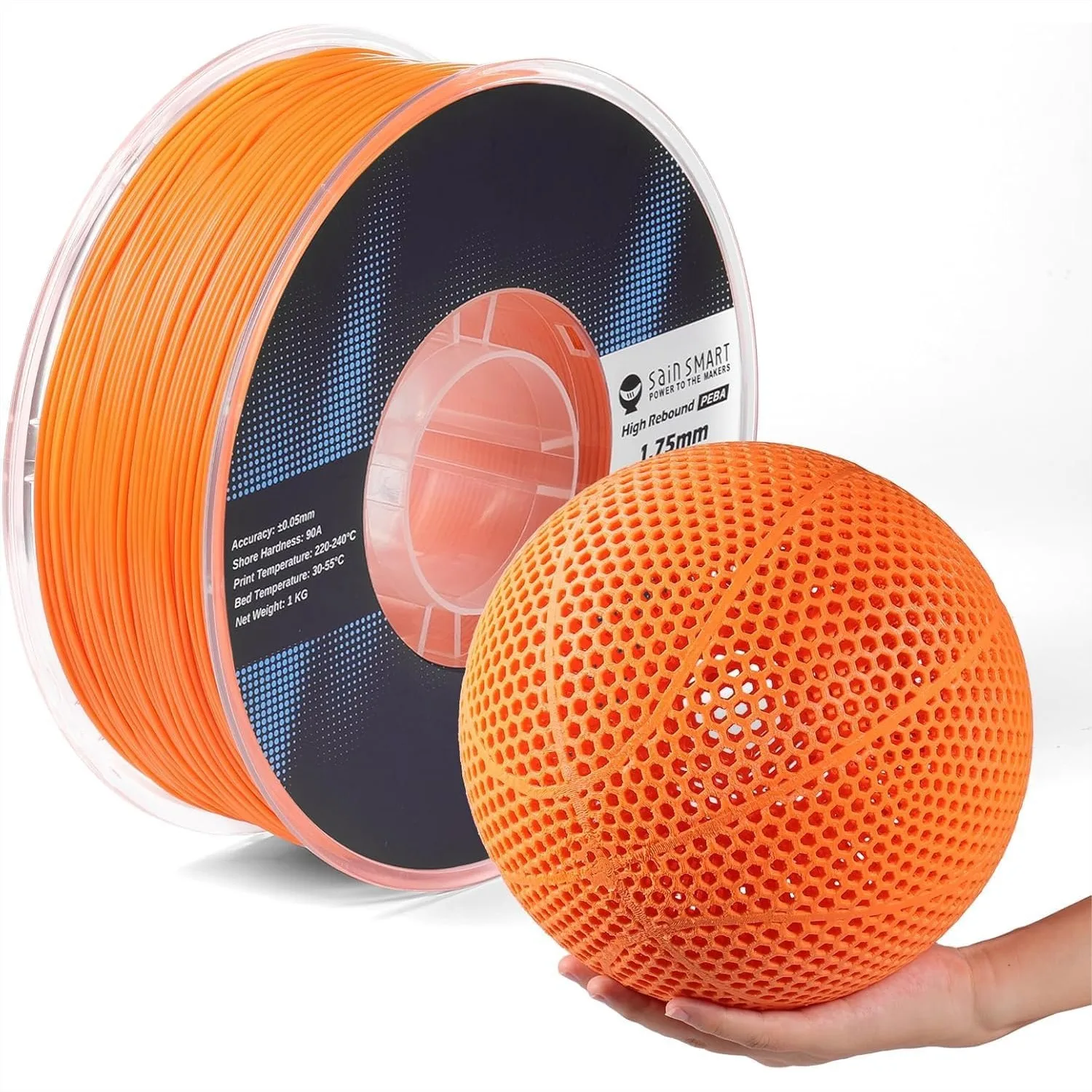 PEBA Flexible Filament 1.75mm, High Rebound 90A with 78% Energy Return, 20% Lighter & 2X Faster Printing than TPU, Nylon-Based
PEBA Flexible Filament 1.75mm, High Rebound 90A with 78% Energy Return, 20% Lighter & 2X Faster Printing than TPU, Nylon-Based