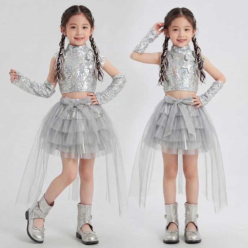 Girl Performance Show Clothing Silver Sequin Top Mesh Skirt Model Runways Show Stage Costume Fashion Jazz Kpop Outfit VDL5459
Girl Performance Show Clothing Silver Sequin Top Mesh Skirt Model Runways Show Stage Costume Fashion Jazz Kpop Outfit VDL5459