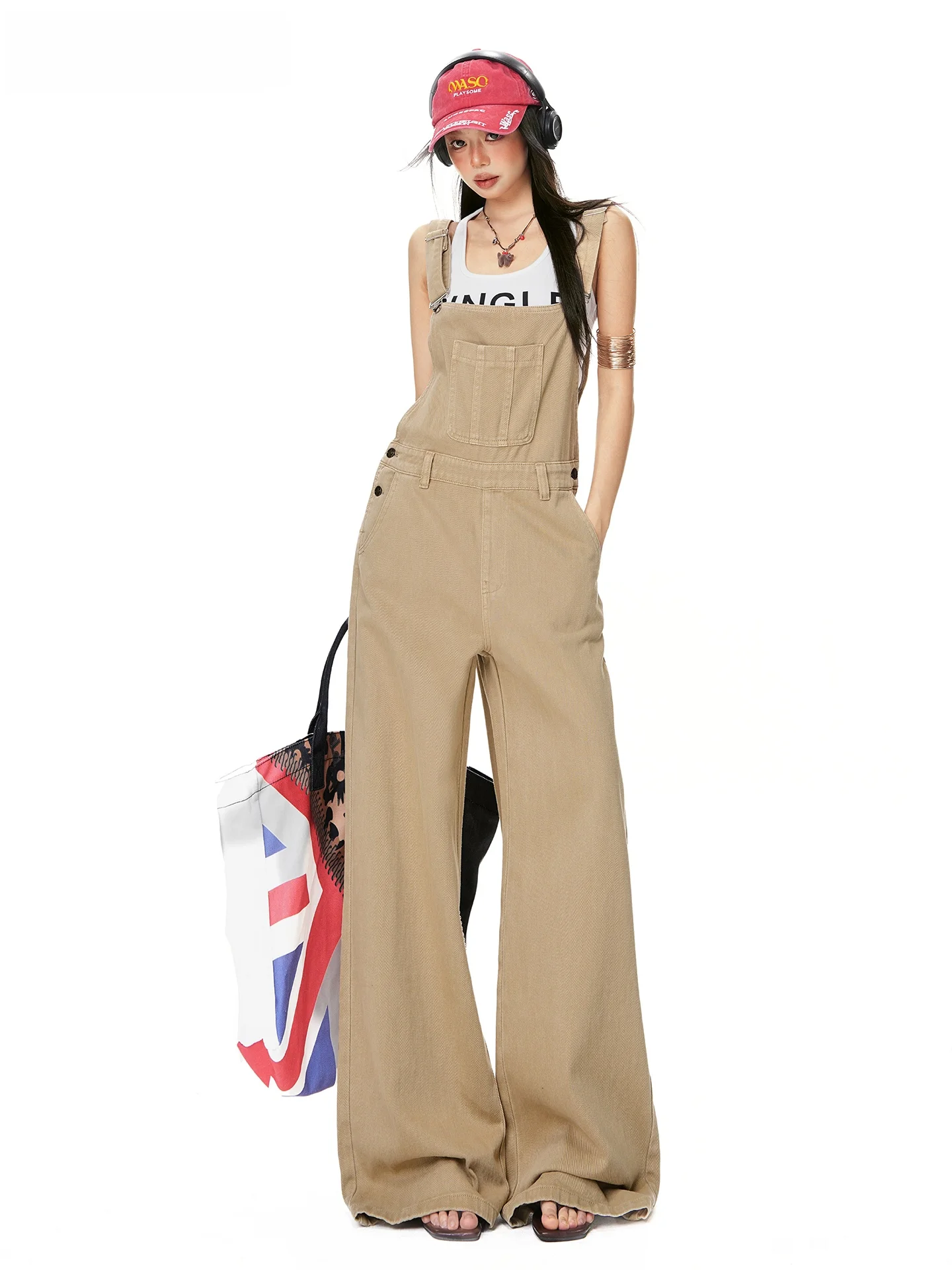 Женский джинсовый комбинезон цвета хаки с широкими штанинами, свободный крой, повседневный, весна-лето, модная рабочая одежда, с высокой талией, длинный
Женский джинсовый комбинезон цвета хаки с широкими штанинами, свободный крой, повседневный, весна-лето, модная рабочая одежда, с высокой талией, длинный