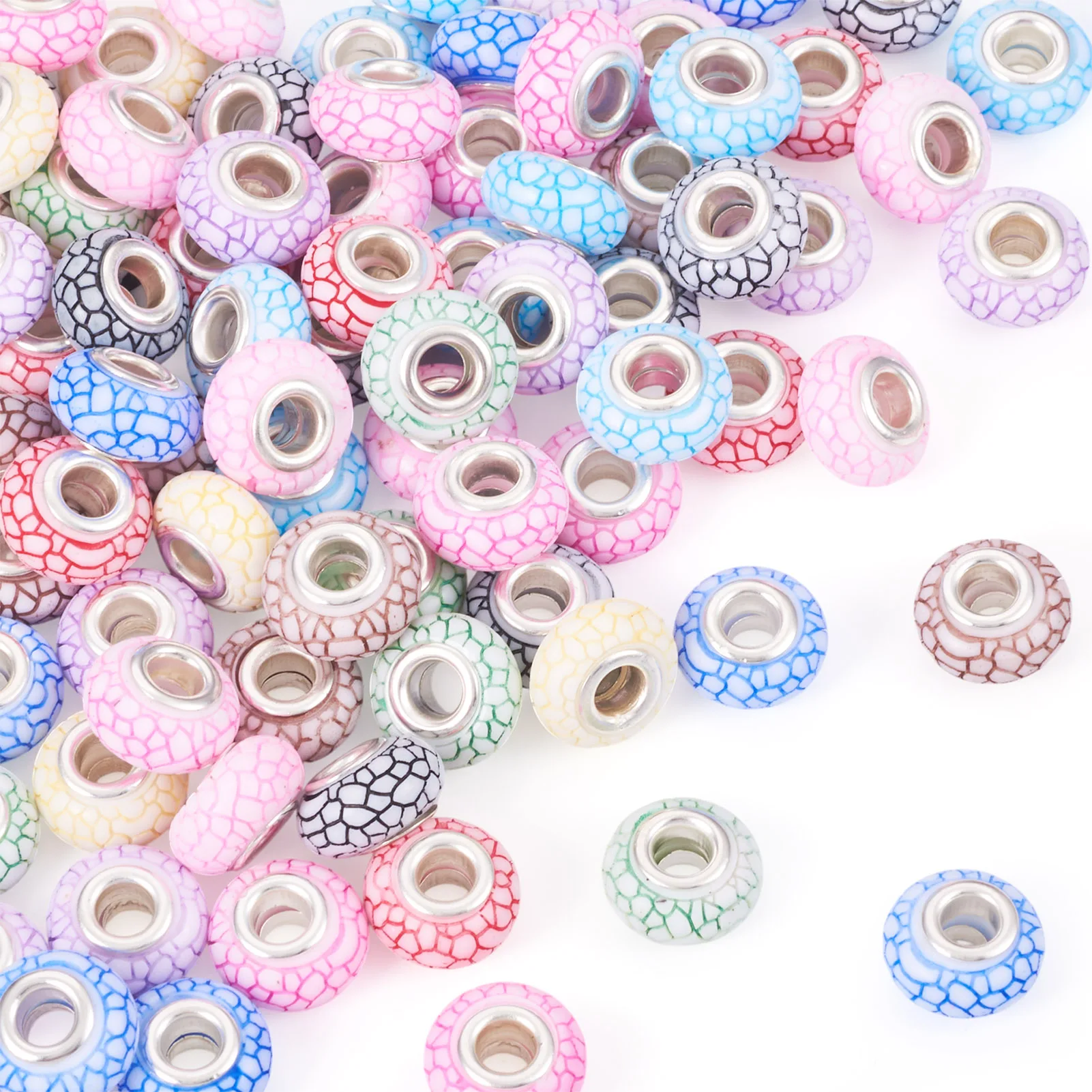 100Pcs Opaque Resin European Beads Large Hole Beads Rondelle with Silver Color Plated Brass Cores Mixed Color for DIY Bracelet
100Pcs Opaque Resin European Beads Large Hole Beads Rondelle with Silver Color Plated Brass Cores Mixed Color for DIY Bracelet