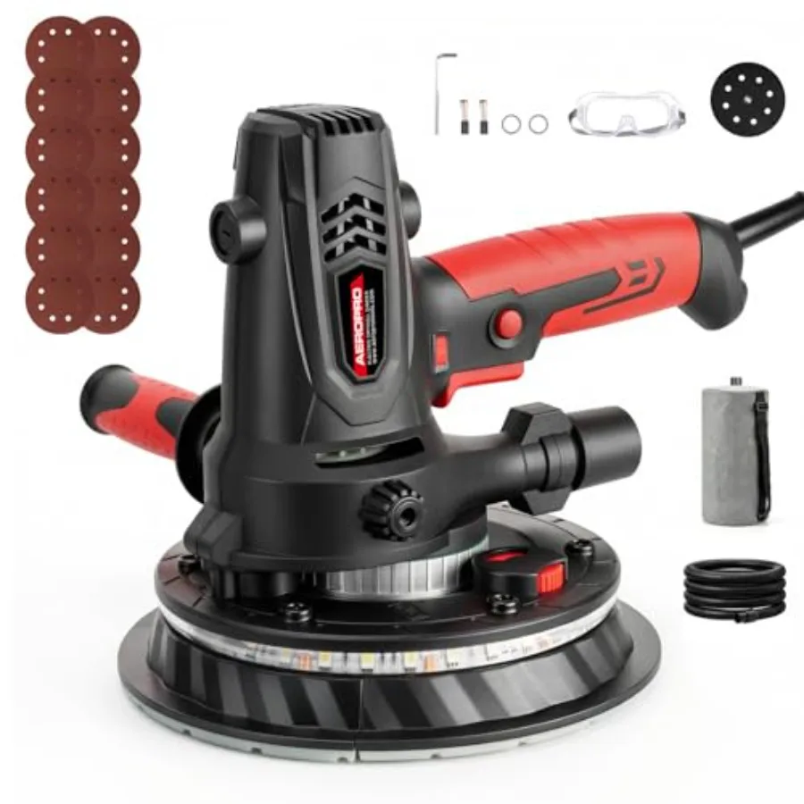 Tools Electric Drywall Sander 800W with Vacuum Dust Collection, Popcorn Ceiling Remover, 1200-2300RPM, Soft Start, LED Light, A
Tools Electric Drywall Sander 800W with Vacuum Dust Collection, Popcorn Ceiling Remover, 1200-2300RPM, Soft Start, LED Light, A