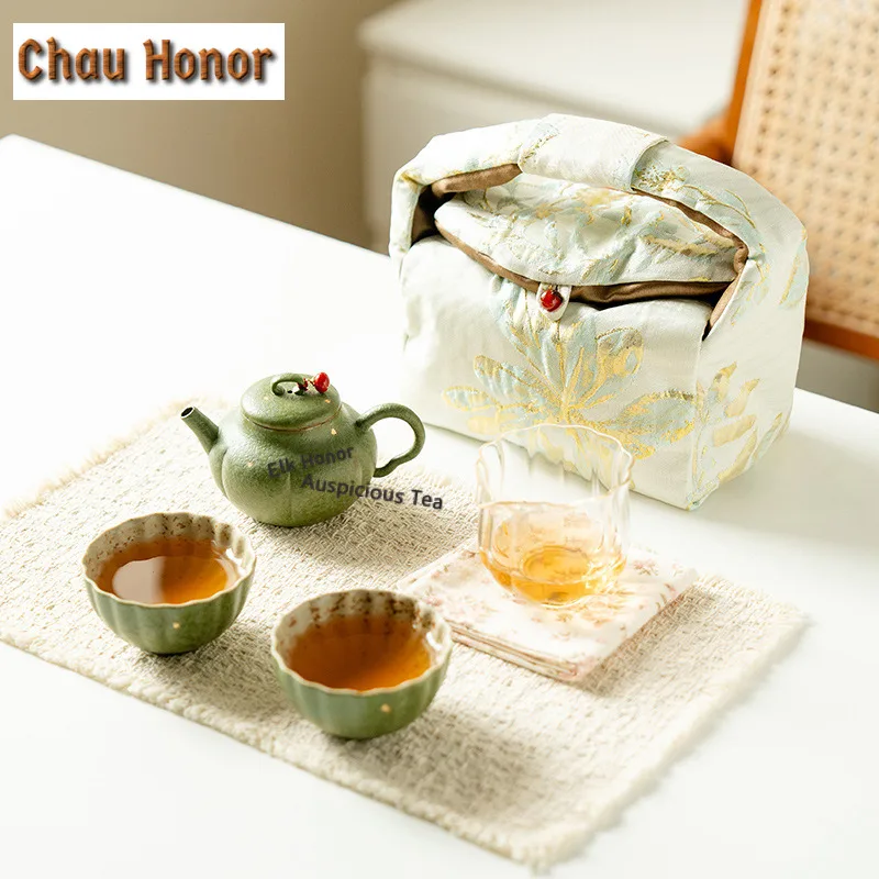 Green Orange Gold Sprinkled Travel Tea Set Kit Handmade 1 Pot 2 Cups Tea Making Organizer Portable Camping Handbag Accessories
Green Orange Gold Sprinkled Travel Tea Set Kit Handmade 1 Pot 2 Cups Tea Making Organizer Portable Camping Handbag Accessories