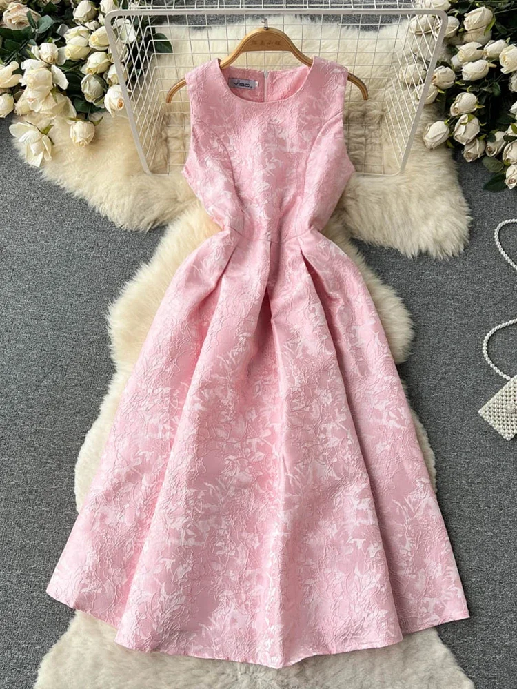 Summer Fashion Vintage Elegant O-Neck Sleeveless High Waist Slim A-line Dress Wome Print Party Vacation Dresses Vestidos
Summer Fashion Vintage Elegant O-Neck Sleeveless High Waist Slim A-line Dress Wome Print Party Vacation Dresses Vestidos