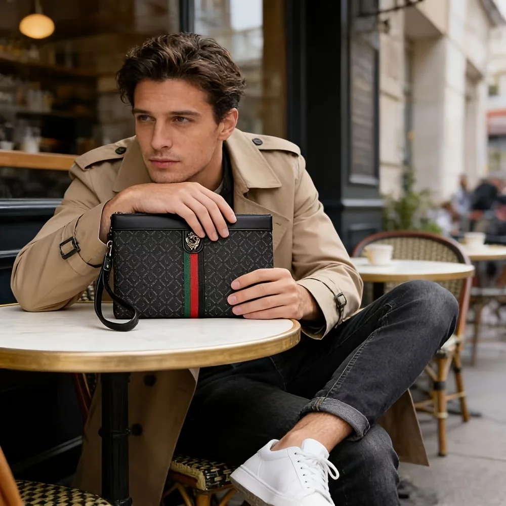 European and American fashion high-end men's clutch bag, lion head metal buckle decorative handbag for business casual envelope
European and American fashion high-end men's clutch bag, lion head metal buckle decorative handbag for business casual envelope