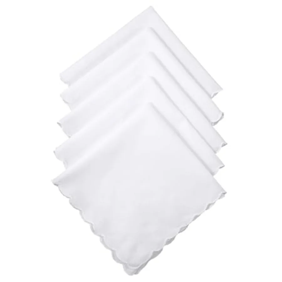 5 PCS Handkerchiefs Cotton Scalloped Hankies for Men Women, Scalloped White Handkerchiefs for Women, Bulk Cotton Hankies Pocket
5 PCS Handkerchiefs Cotton Scalloped Hankies for Men Women, Scalloped White Handkerchiefs for Women, Bulk Cotton Hankies Pocket