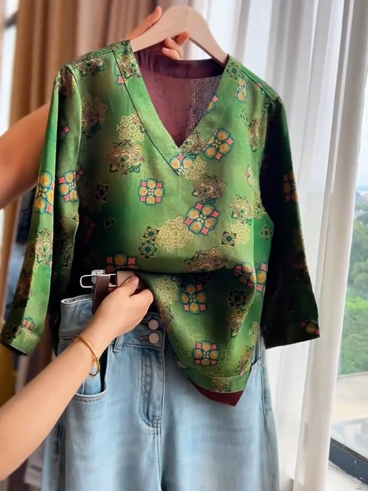 Ele V-ne Printed Top Women's plus Size Faionable Chinese Sle Slimming Summer New Arrival Casual Comfortable Blouse
Ele V-ne Printed Top Women's plus Size Faionable Chinese Sle Slimming Summer New Arrival Casual Comfortable Blouse