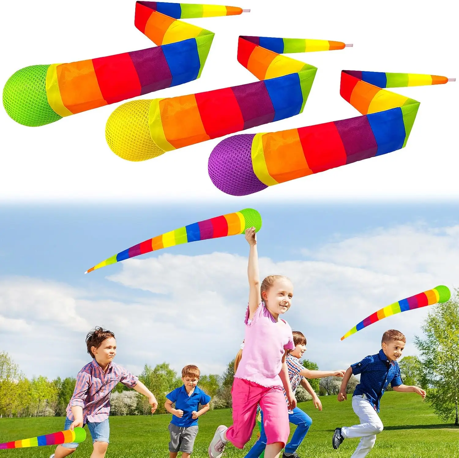 Soft Tail Rainbow Comet Ball 1-10Pcs Indoor Outdoor Play Ball Throwing Receiving Ball Sports Relax Coordination Training Ball
Soft Tail Rainbow Comet Ball 1-10Pcs Indoor Outdoor Play Ball Throwing Receiving Ball Sports Relax Coordination Training Ball