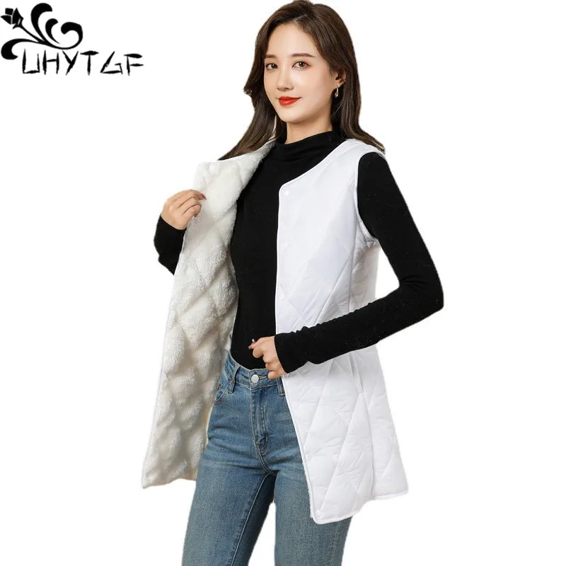 UHYTGF Sleeveless Jacket For Women With Velvet Warm Autumn Winter Vest Female Medium Long Casual Ladies Waistcoat Coats 4XL 2031
UHYTGF Sleeveless Jacket For Women With Velvet Warm Autumn Winter Vest Female Medium Long Casual Ladies Waistcoat Coats 4XL 2031