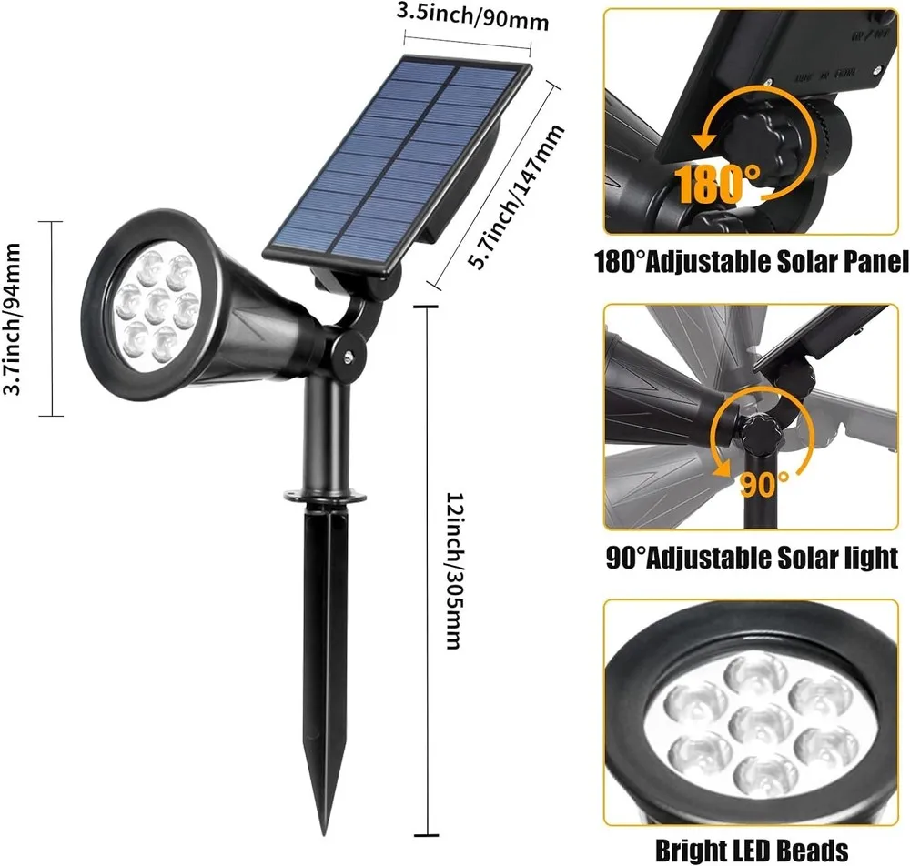 7LED Solar Spot Light Adjustable Brightness Waterproof Solar Spotlight Lights Landscape Garden Wall Light Outdoor Decor Lighting
7LED Solar Spot Light Adjustable Brightness Waterproof Solar Spotlight Lights Landscape Garden Wall Light Outdoor Decor Lighting