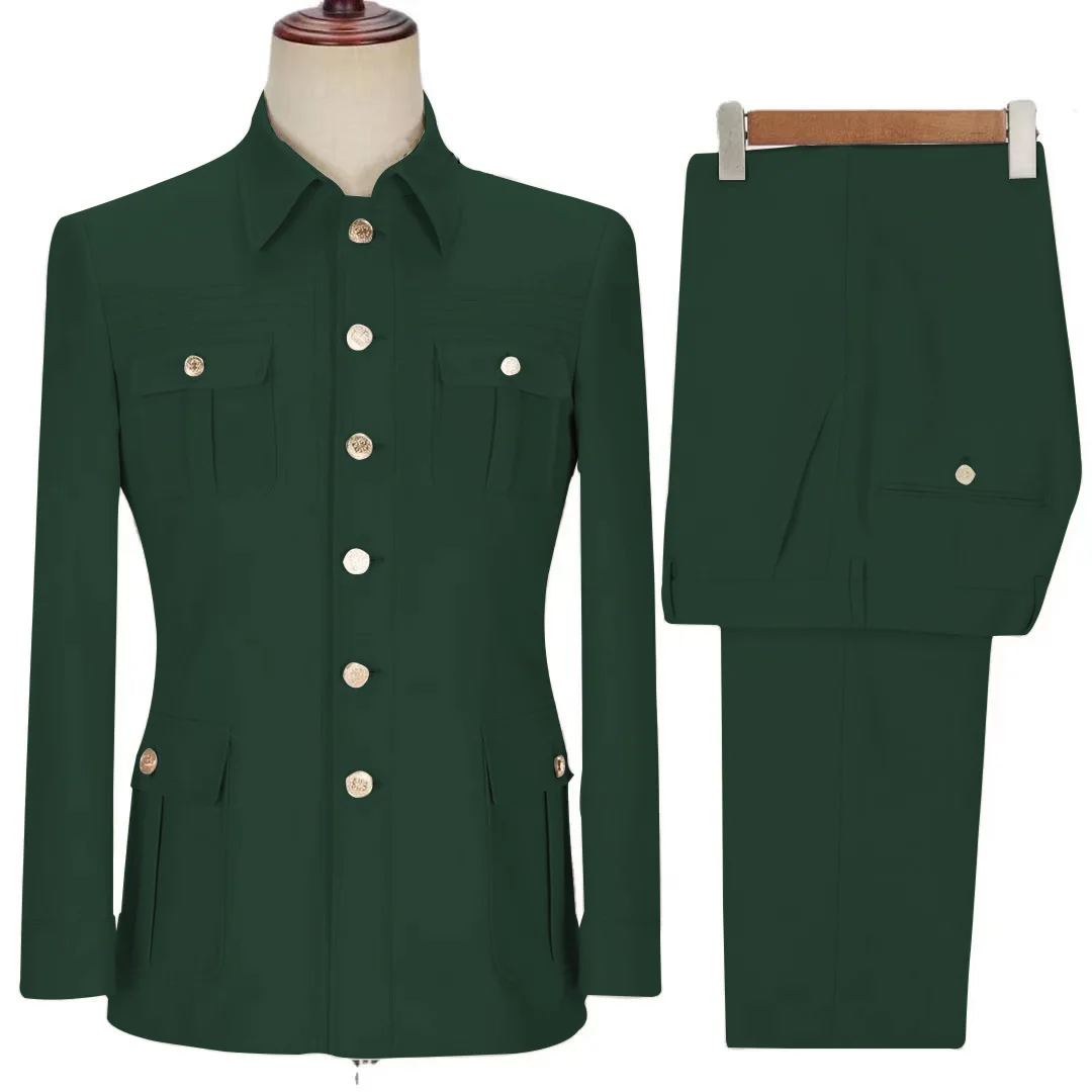 Men Suit 2 Pieces Dark Green Button Square Collar Tailor-made Formal Casual Business Official Work Wear Jacket With Pants
Men Suit 2 Pieces Dark Green Button Square Collar Tailor-made Formal Casual Business Official Work Wear Jacket With Pants