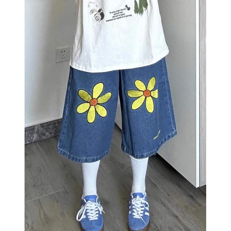 PBAP Ретро синие мешковатые джинсы с принтом ромашки, женские летние джинсовые шорты с низкой талией, свободные джинсовые шорты с цветочным принтом, повседневная одежда бойфренда
PBAP Ретро синие мешковатые джинсы с принтом ромашки, женские летние джинсовые шорты с низкой талией, свободные джинсовые шорты с цветочным принтом, повседневная одежда бойфренда