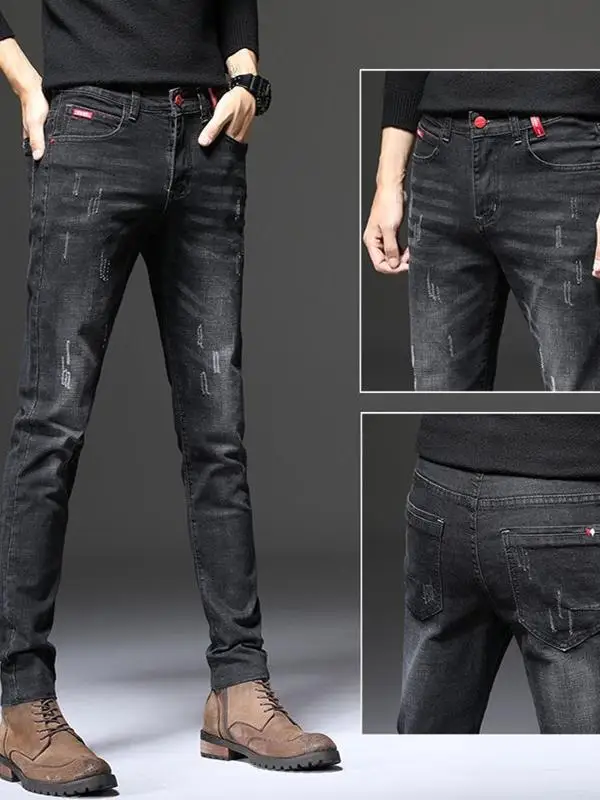 Black Slim Fit Men's Jeans Elastic Casual Long Pants Spring Autumn Korean Style Versatile Stretchable Youth Fashion Wear
Black Slim Fit Men's Jeans Elastic Casual Long Pants Spring Autumn Korean Style Versatile Stretchable Youth Fashion Wear