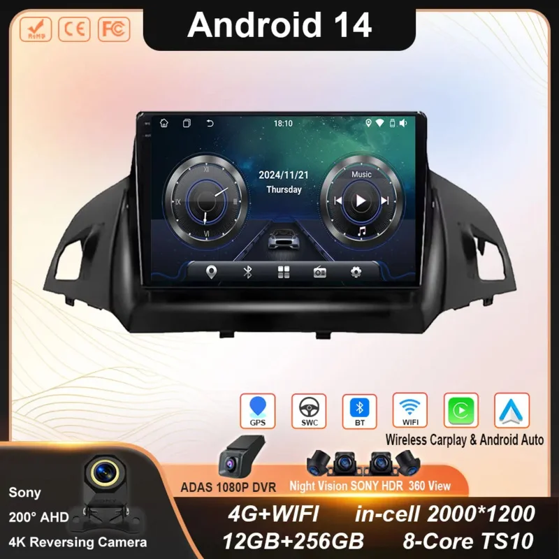 Car Radio For Ford C-MAX Kuga 2 Escape 3 2012 - 2019 Carplay Autoradio Android 14 Auto 4G WIFI GPS Car Multimedia Touch Screen
Car Radio For Ford C-MAX Kuga 2 Escape 3 2012 - 2019 Carplay Autoradio Android 14 Auto 4G WIFI GPS Car Multimedia Touch Screen