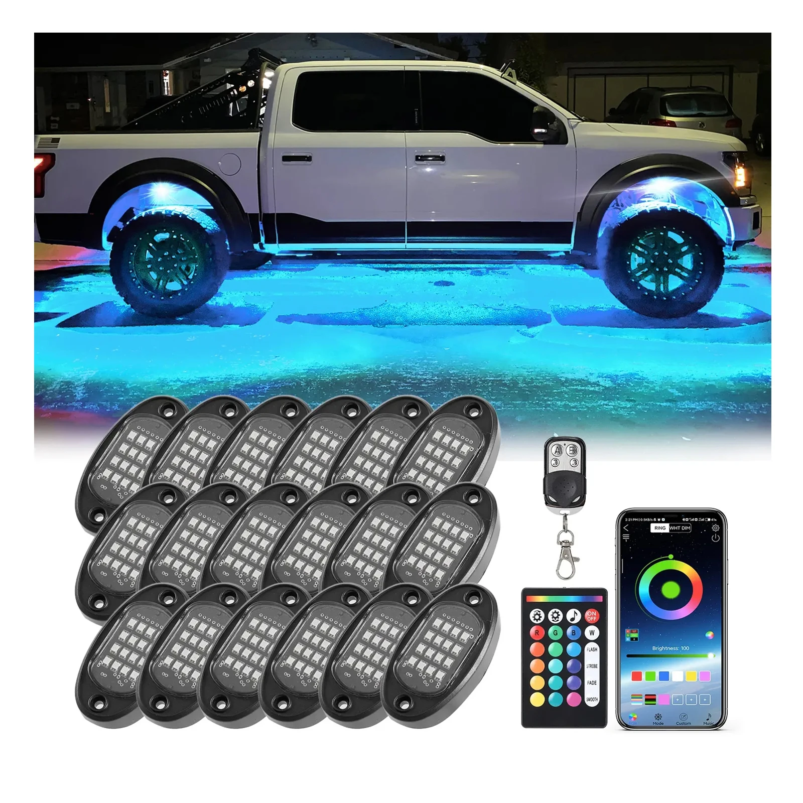 18 Pod Car Ambient Rock Light Emitting Diode DIY Color Rock Light Brightness Adjustment Truck Rock Light Music Mode Neon
18 Pod Car Ambient Rock Light Emitting Diode DIY Color Rock Light Brightness Adjustment Truck Rock Light Music Mode Neon