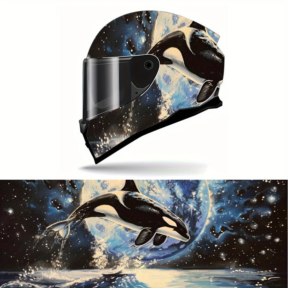 Full Face Orca and Moon pattern Helmet Decals - Durable and Waterproof PVC, self-adhesive Car Racing Helmet Aesthetic Sticker, H
Full Face Orca and Moon pattern Helmet Decals - Durable and Waterproof PVC, self-adhesive Car Racing Helmet Aesthetic Sticker, H