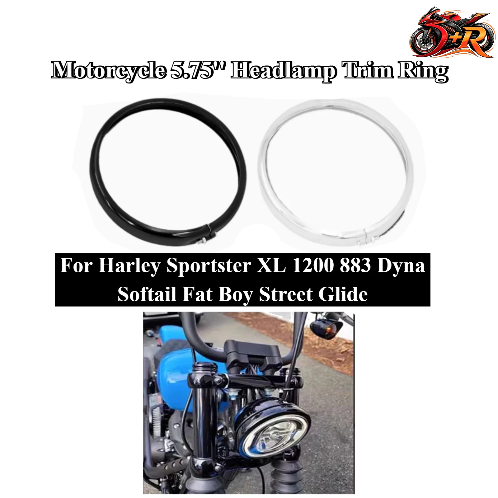For Harley Sportster XL 1200 883 Dyna Softail Fat Boy Street Glide Motorcycle Black/Chrome 5.75'' Headlight Headlamp Trim Ring
For Harley Sportster XL 1200 883 Dyna Softail Fat Boy Street Glide Motorcycle Black/Chrome 5.75'' Headlight Headlamp Trim Ring