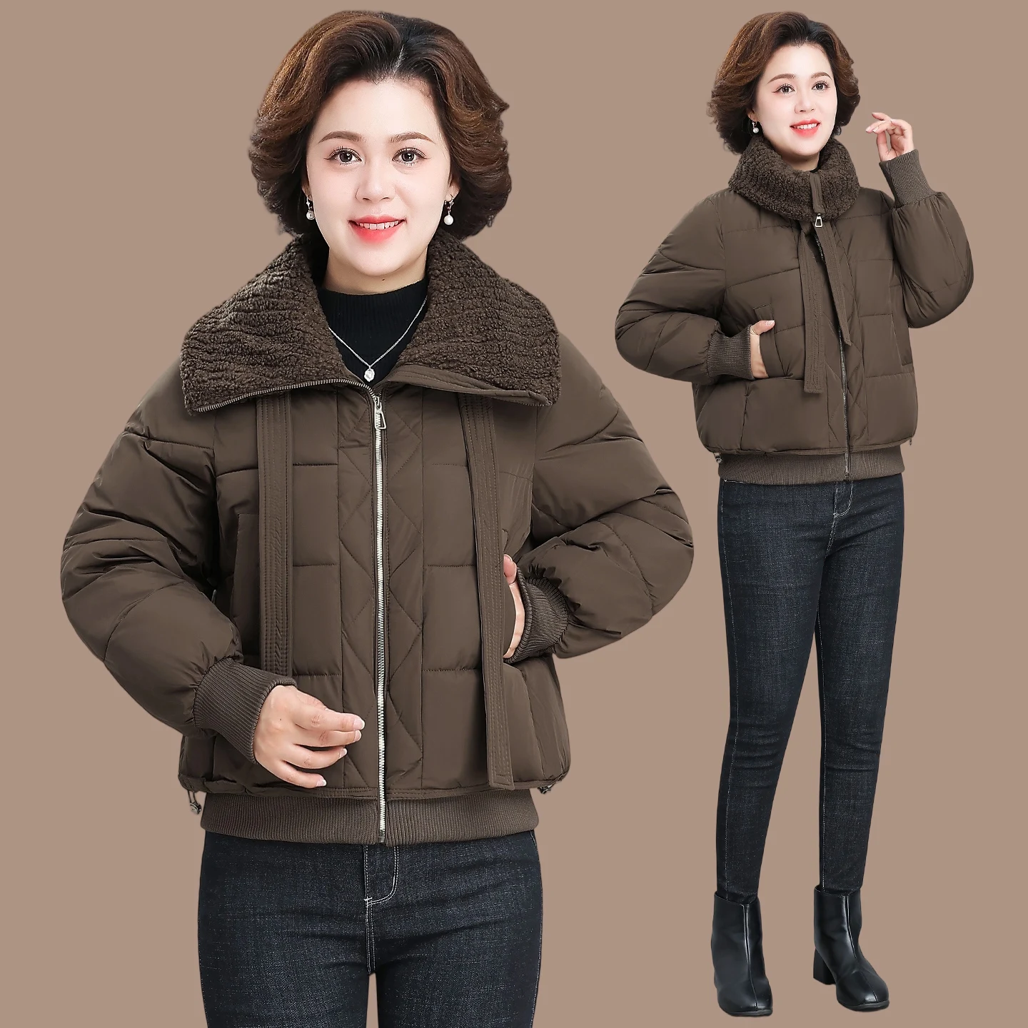 Warmth Sli ort down Cotton Jaet for Middle-Aged Women Winter Outerwear Coat Thiened Polyester Fiber Zipper Closure
Warmth Sli ort down Cotton Jaet for Middle-Aged Women Winter Outerwear Coat Thiened Polyester Fiber Zipper Closure